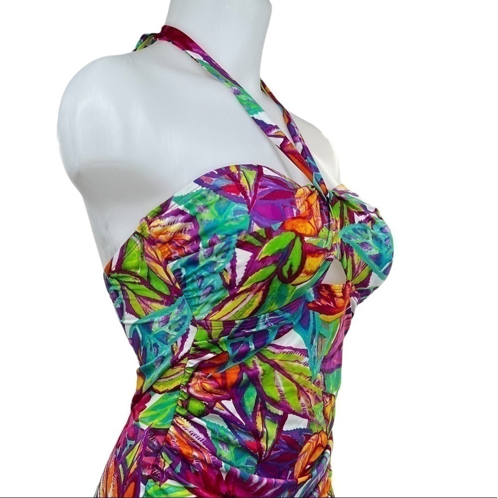 Lauren Ralph Lauren Twist Front Floral Halter One Piece Swimsuit - Picture 8 of 11